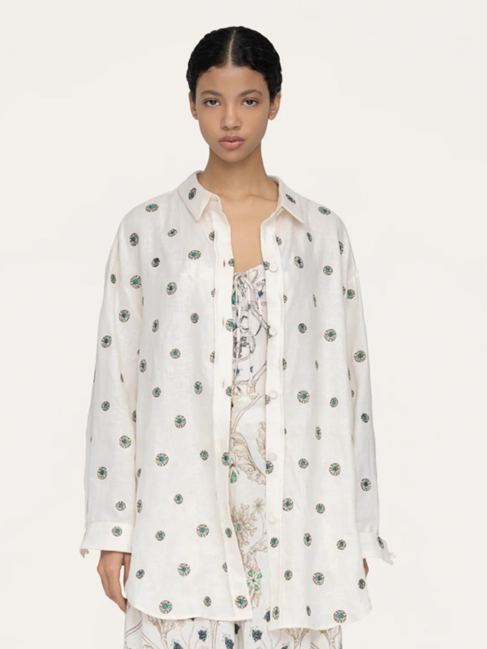 AGUA BY AGUA BENDITA Colombian Tropical Cecilia Alhaja Button-Down Shirt
